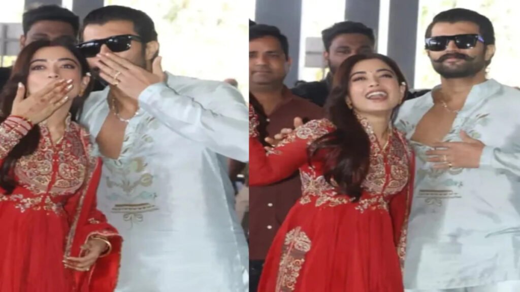 फ्लाइंग किस और प्यारी मुस्कान’ शादी के बाद रश्मिका-विजय का एयरपोर्ट वीडियो छाया सोशल मीडिया पर