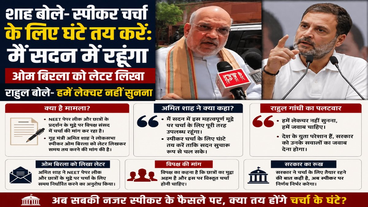 Amit Shah vs Rahul Gandhi : अमित शाह ने कहा- मैं सदन में रहूंगा, राहुल गांधी बोले- लेक्चर नहीं, मुद्दों पर हो चर्चा