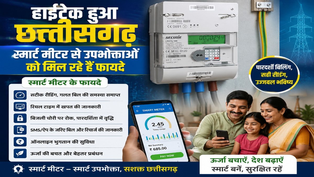 Chhattisgarh Smart Meter : मीटर रीडिंग की परेशानी होगी कम, डिजिटल तरीके से मिलेगी खपत की जानकारी