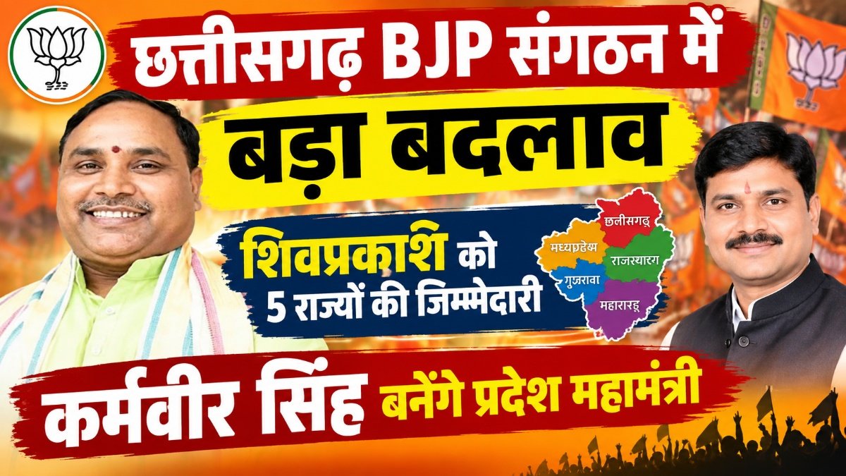 BJP ने बदली संगठन की जिम्मेदारियां, शिवप्रकाश को 5 राज्यों का दायित्व’ कर्मवीर सिंह को अहम पद